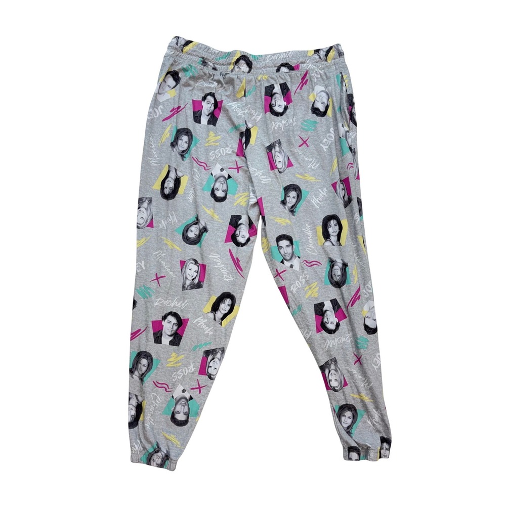 Friends Pajama Pants Women Large 12/14 Gray All Over Print Joggers 90s TV‎ Show - Picture 3 of 10